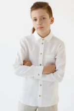 Boys Linen Long Sleeve Shirt (8-15y) - Image 2