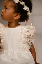 Off-White Linen Flower Girl Dress- OLIVIA (1-8y) - Image 2