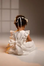 White Linen Dress with Sash -SOPHIA (1-7y) - Image 2