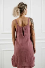 muslin cotton dress with relaxed fit for women