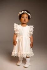 Off-White Linen Flower Girl Dress- OLIVIA (1-8y) - Image 5