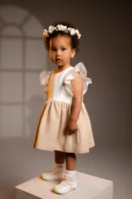 Two-Tone Linen Dress with Sash - ELLA (1-7y) - Image 5