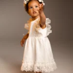 Off-White Linen Flower Girl Dress- OLIVIA (1-8y)
