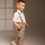 Ring bearer outfit with suspender pants
