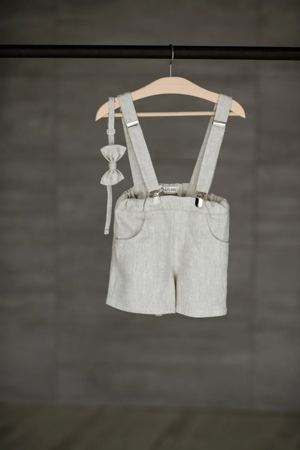 Boys Linen Suspender Shorts Set (6m-9y)