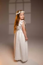 White Linen Flower Girl Dress – ABIGAIL (18m-8y) - Image 4