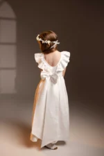 White Linen Flower Girl Dress – ABIGAIL (18m-8y) - Image 2
