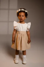 Two-Tone Linen Dress with Sash - ELLA (1-7y) - Image 3