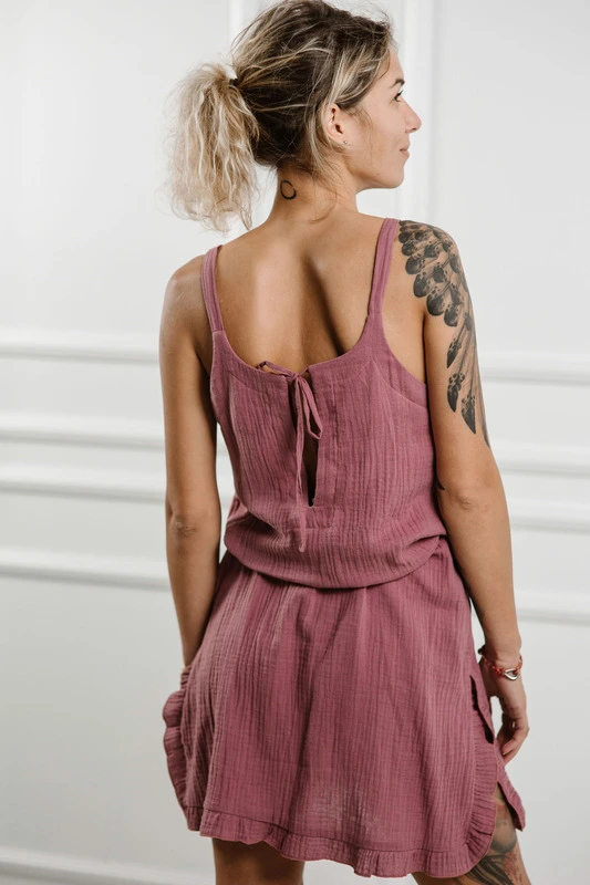 double gauze strap dress women