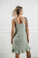 Linen Midi Strap Dress - Image 4