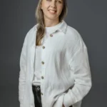 White double gauze overshirt for women