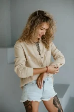 double gauze cotton shirt with long sleeves