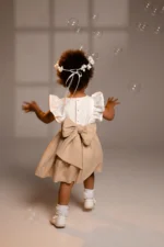 Two-Tone Linen Dress with Sash - ELLA (1-7y) - Image 6