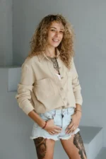 double gauze cotton shirt showing crinkled muslin texture