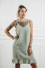Linen Midi Strap Dress - Image 3