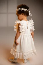 Off-White Linen Flower Girl Dress- OLIVIA (1-8y) - Image 4