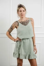 Linen Midi Strap Dress - Image 6