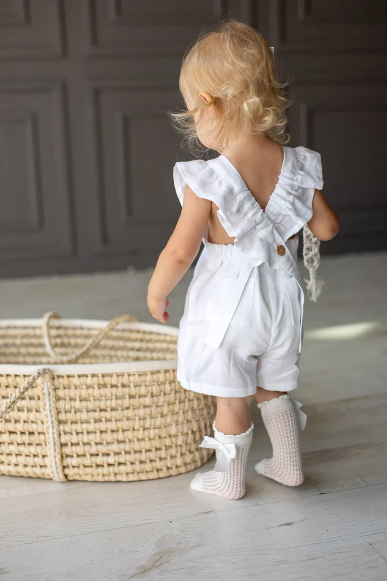 linen overalls for baby girls