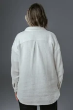 White Gauze Overshirt with Buttons