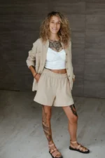 women’s double gauze cotton shirt and shorts set