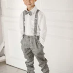 pants with suspenders and bow tie