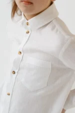 Boys’ White Linen Shirt – Long Sleeve (8-15y) - Image 6