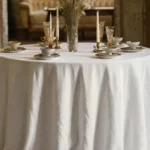 Classic Wedding Table Styling with Round Linen Tablecloth