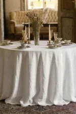Classic Wedding Table Styling with Round Linen Tablecloth