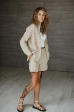 women’s double gauze cotton shirt and shorts set