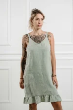 Linen Midi Strap Dress - Image 7