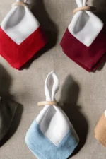 Linen table napkins made from natural linen in two colors