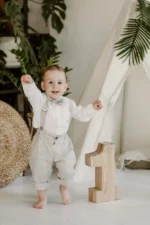 Baby Boys Linen Suspender Pants Set - LEON - 2 years only