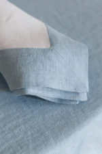 Handmade linen dinner napkins with a two-tone color combination