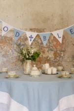 Natural linen Happy Birthday garland used as party decoration