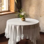 White linen table cloth