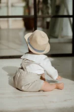 Baby Boy Linen Overall Shorts Set - Image 5