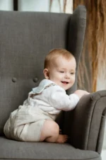 Baby Boy Linen Overall Shorts Set - Image 4