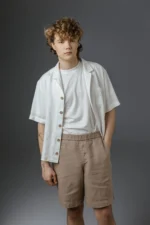 White Linen Short Sleeve Shirt – LUCAS - Image 4