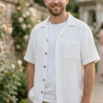Man with white double gauze shirt