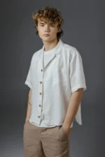 White Linen Short Sleeve Shirt – LUCAS - Image 5