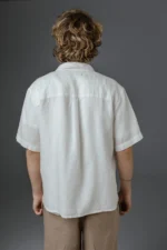 White Linen Short Sleeve Shirt – LUCAS - Image 3