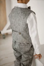 Boys Linen Ring Bearer Suit– 5-Piece Set - Image 4