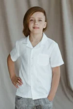 Boys Linen Camp Collar Shirt – Short Sleeve - Image 2