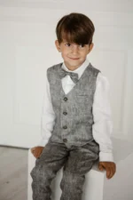 Boys Linen Ring Bearer Suit– 5-Piece Set - Image 2
