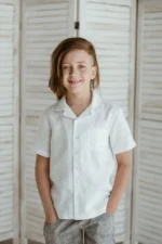 Boys Linen Camp Collar Shirt – Short Sleeve - Image 3