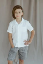 Boys Linen Camp Collar Shirt – Short Sleeve - Image 6